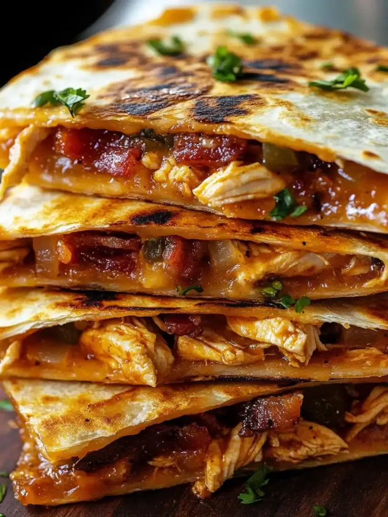 BBQ Bacon Chicken Quesadillas close up