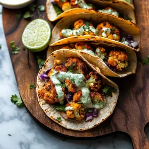 Cauliflower Tacos with Cilantro Lime Crema