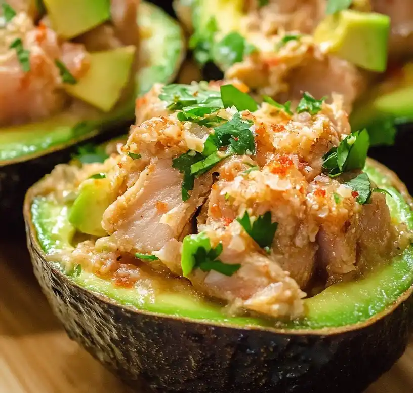close-up Tuna Avocado Boats