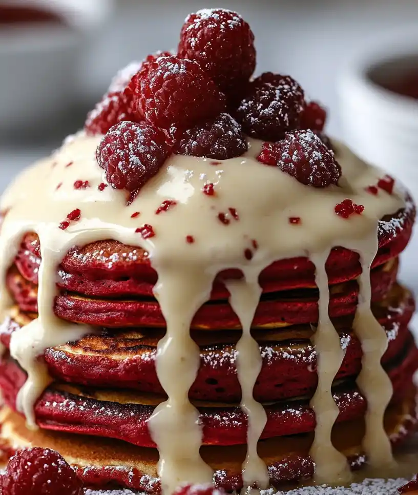 Red Velvet Pancakes close up