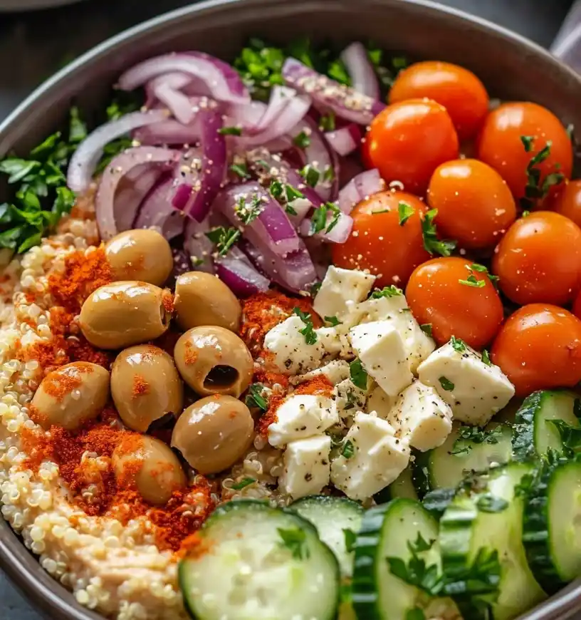 close-up Mediterranean Hummus Bowl