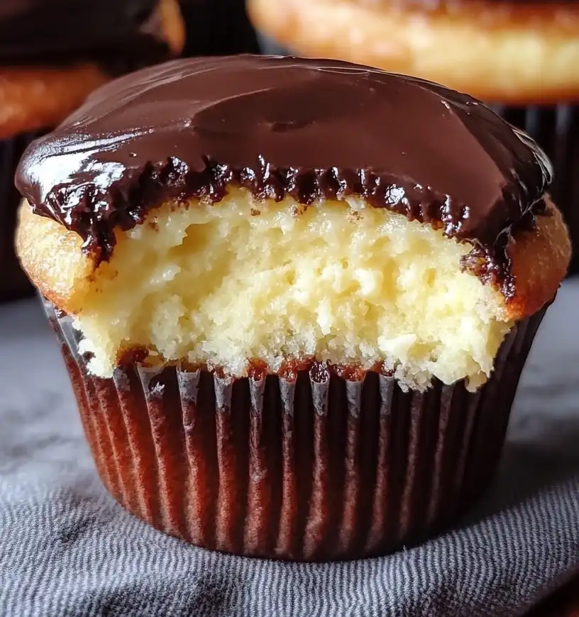Boston Cream Pie Cupcakes close up