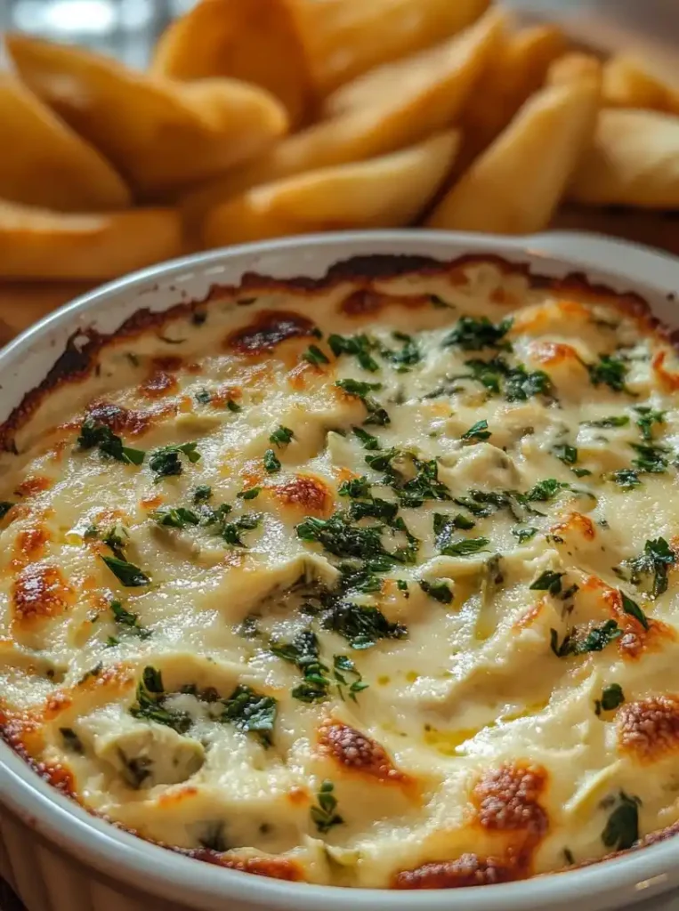 close-up Homemade Spinach and Artichoke Dip
