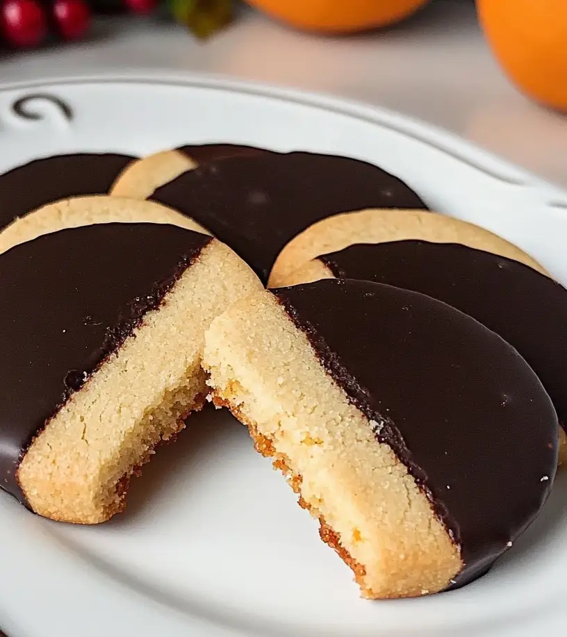 Chocolate Orange Shortbread Cookies close up