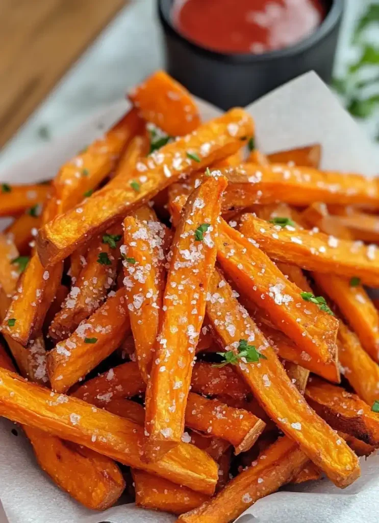 close-up Air Fryer Crispy Sweet Potato Fries