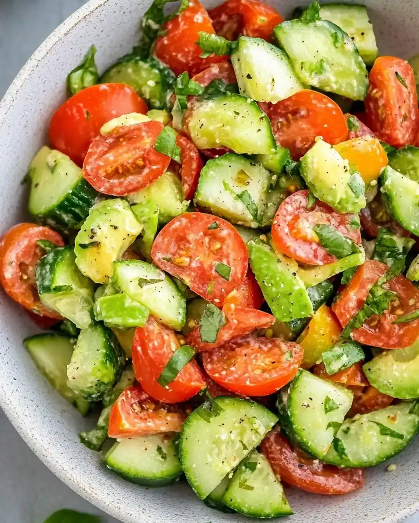 close-up Cucumber Tomato Avocado Salad