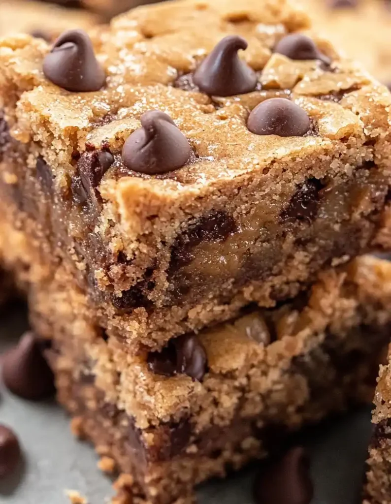 Peanut Butter Chocolate Chip Bars close up