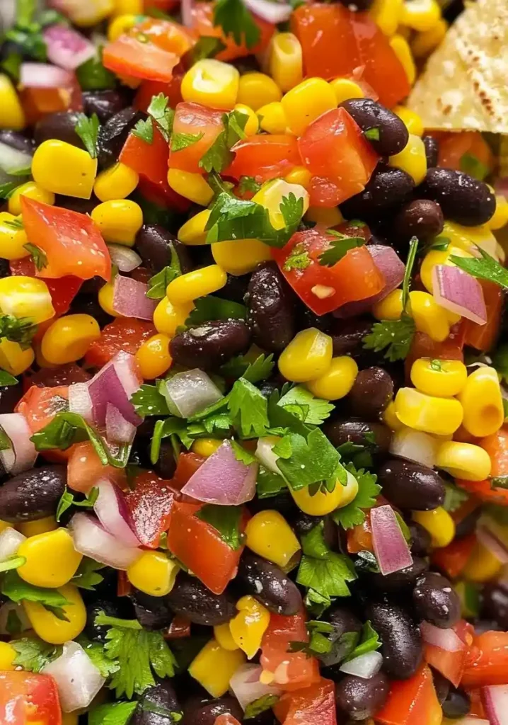 close up black bean corn salsa