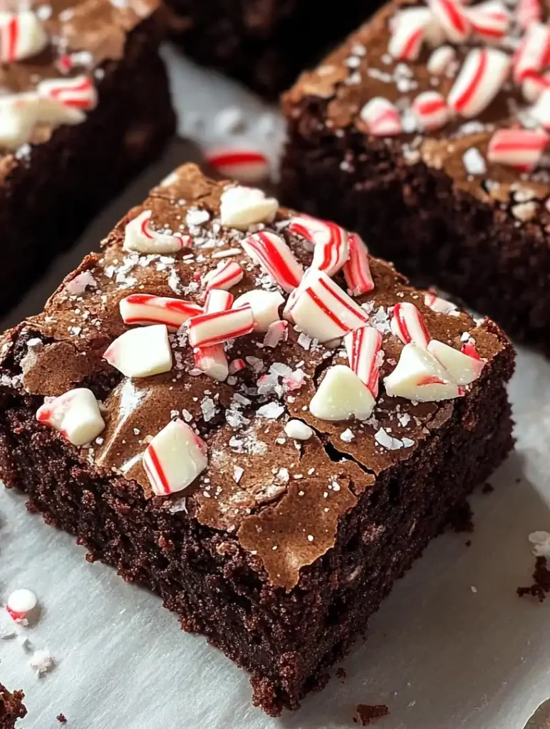 Peppermint Hot Chocolate Brownies close up