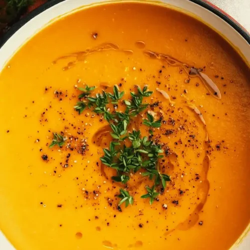 close up Spiced Carrot and Apple Soup