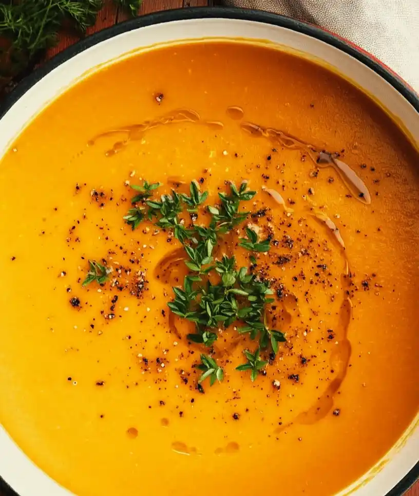close up Spiced Carrot and Apple Soup