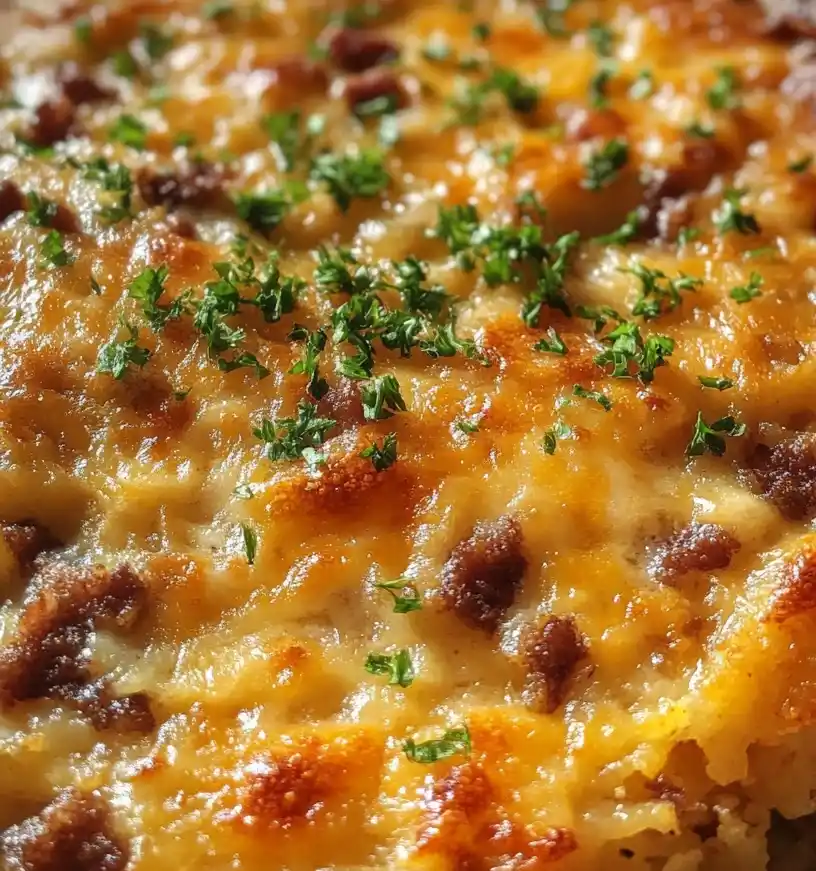 Hash Brown Breakfast Casserole close up