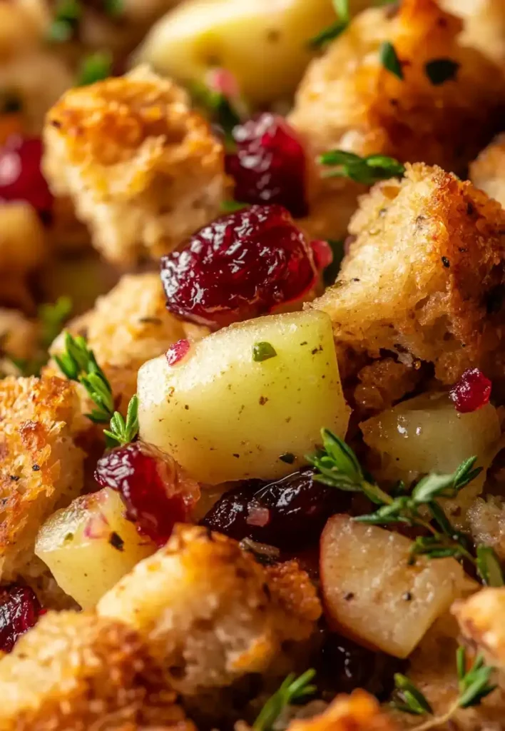 close up Apple Cranberry Stuffing