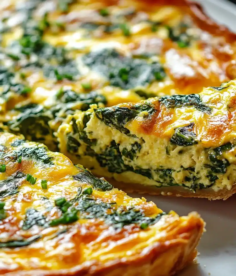 Crustless Spinach Quiche close up