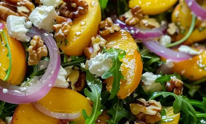 Straightforward Peach Arugula Salad