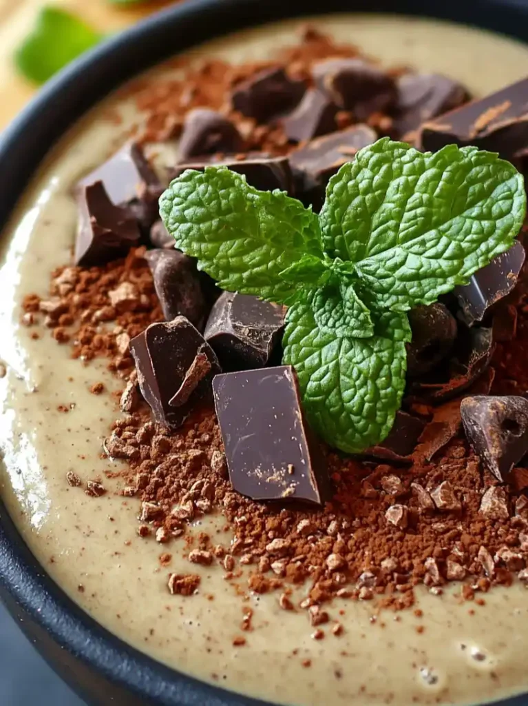 close up Mint Chocolate Smoothie Bowl
