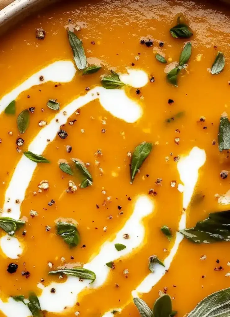 close up coconut curry pumpkin soup
