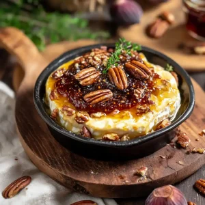 Baked Brie with Fig Jam and pecans on top