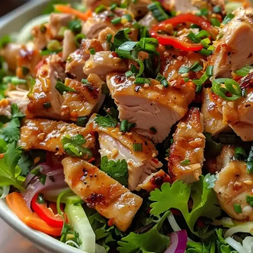 vietnamese chicken salad in a bowl