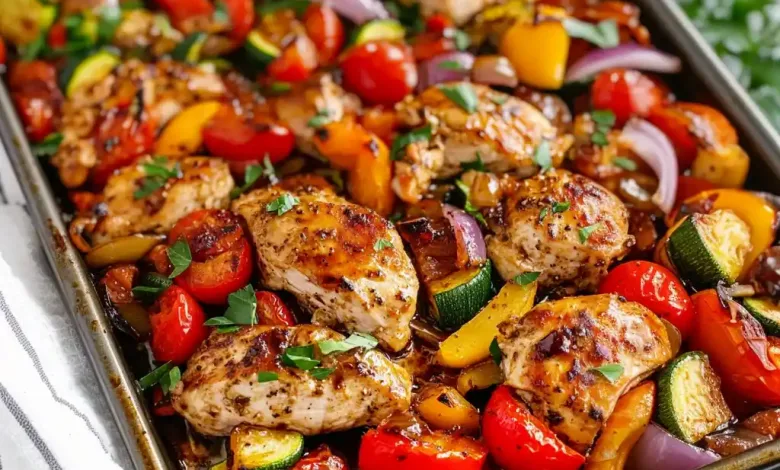 Balsamic Glazed Chicken and Veggies (Sheet Pan) Balsamic Glazed Chicken and Veggies (Sheet Pan)