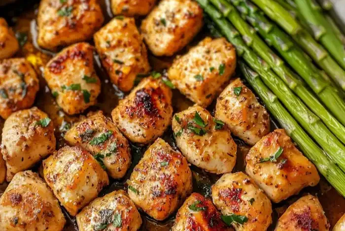 Garlic Butter Chicken Bites and Asparagus (30-Minutes) Garlic Butter Chicken Bites and Asparagus (30-Minutes)