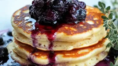 Chickpea Flour Pancakes with Blueberry Compote