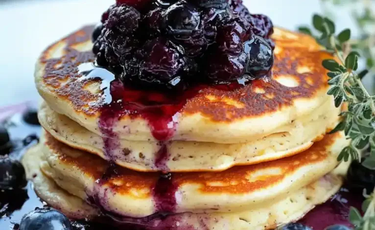 Chickpea Flour Pancakes with Blueberry Compote Chickpea Flour Pancakes with Blueberry Compote