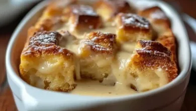 Traditional Bread Pudding with Vanilla Sauce Recipe