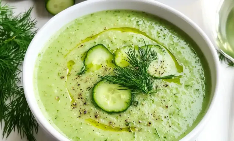 Chilly Cucumber Soup with Yogurt and Dill