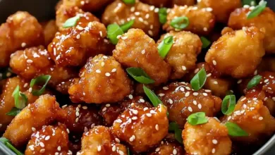 Crispy Honey Hen Bites (candy and sticky)