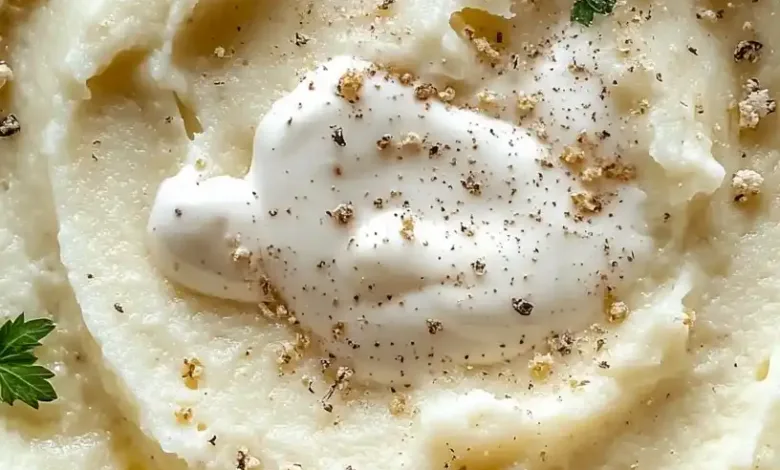 Mashed Cauliflower with Bitter Cream (Low-Carb) Mashed Cauliflower with Bitter Cream (Low-Carb)