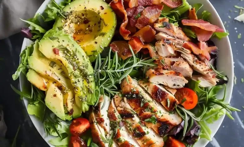 Rosemary Hen Bacon Avocado Salad