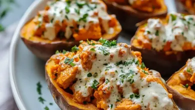 Spicy Buffalo Chicken Stuffed Sweet Potatoes Spicy Buffalo Chicken Stuffed Sweet Potatoes