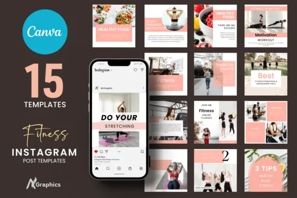 12 Fitness Instagram Post designs, templates 12 Fitness Instagram Post designs, templates