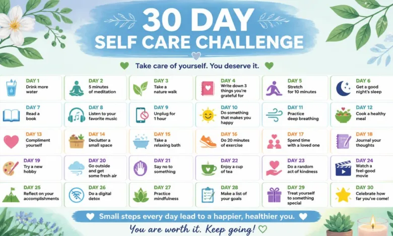 30 Day Self Care Challenge: To Start Cultivating A Happier You 30 Day Self Care Challenge: To Start Cultivating A Happier You