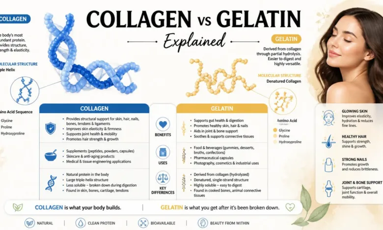 Collagen vs Gelatin Explained: Benefits, Uses and Key Differences