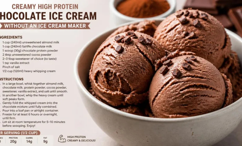 Creamy High Protein Chocolate Ice Cream Without an Ice Cream Maker Creamy High Protein Chocolate Ice Cream Without an Ice Cream Maker