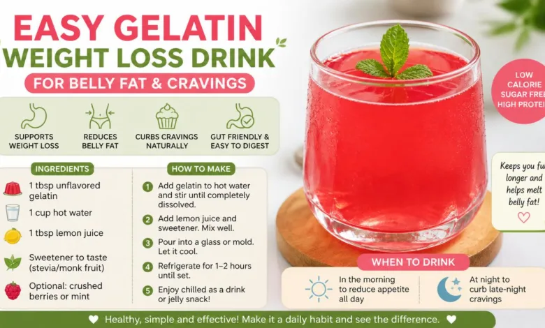 Easy Gelatin Weight Loss Drink for Belly Fat and Cravings Easy Gelatin Weight Loss Drink for Belly Fat and Cravings