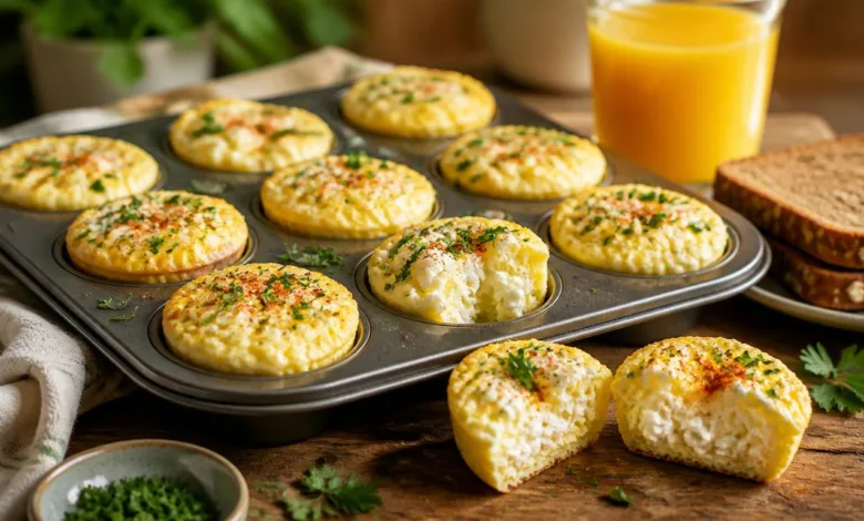 Fluffy Cottage Cheese Egg Bites for High Protein Breakfast