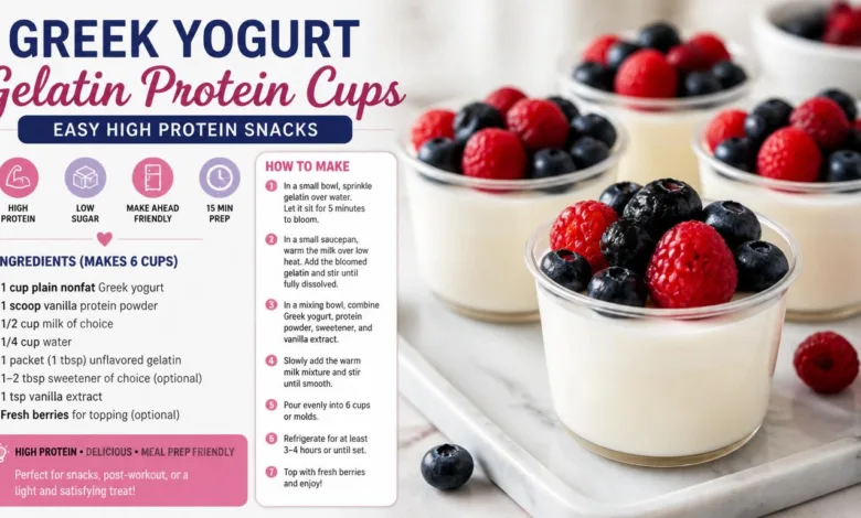 Greek Yogurt Gelatin Protein Cups for Easy High Protein Snacks Greek Yogurt Gelatin Protein Cups for Easy High Protein Snacks