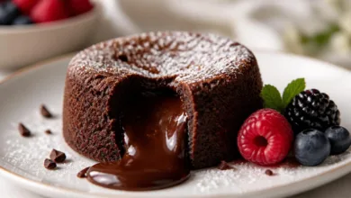 Healthy High Protein Chocolate Lava Cake That’s Extra Fudgy