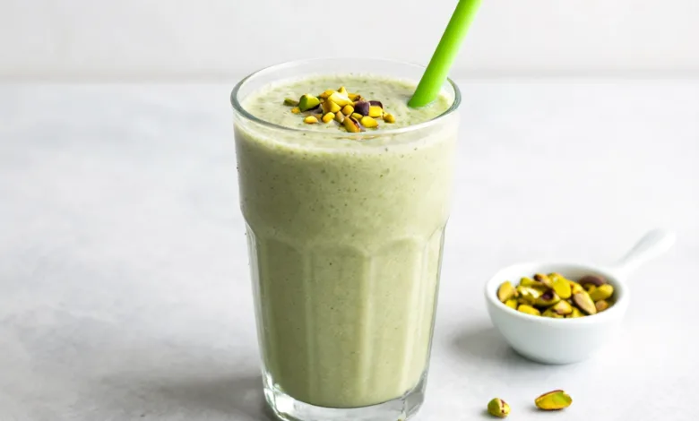 Creamy Pistachio Matcha Collagen Smoothie for High Protein Breakfast Creamy Pistachio Matcha Collagen Smoothie for High Protein Breakfast