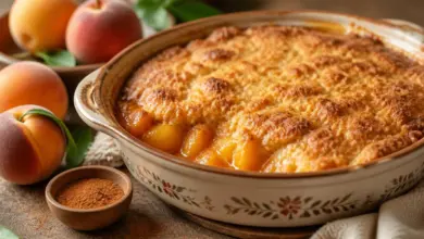 Peach cobbler with canned peaches