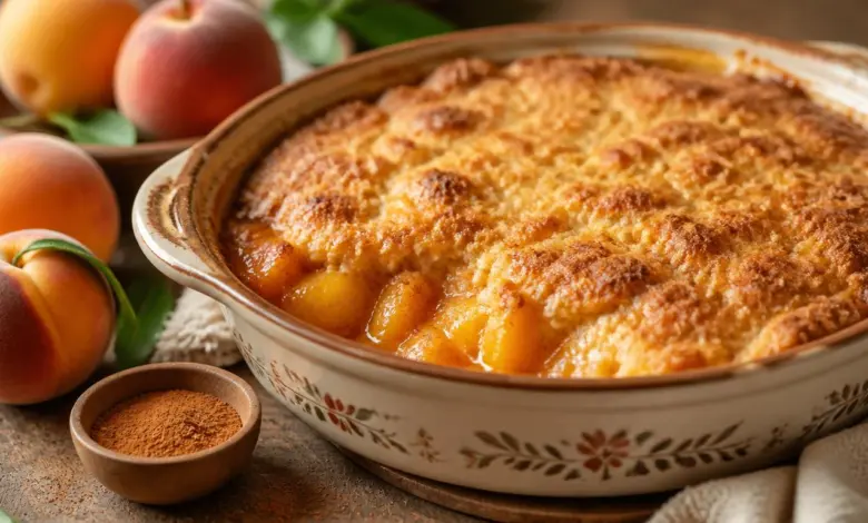 Peach cobbler with canned peaches