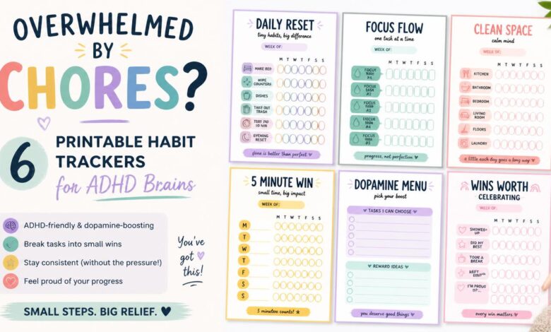6 Printable Habit Trackers for ADHD Brains