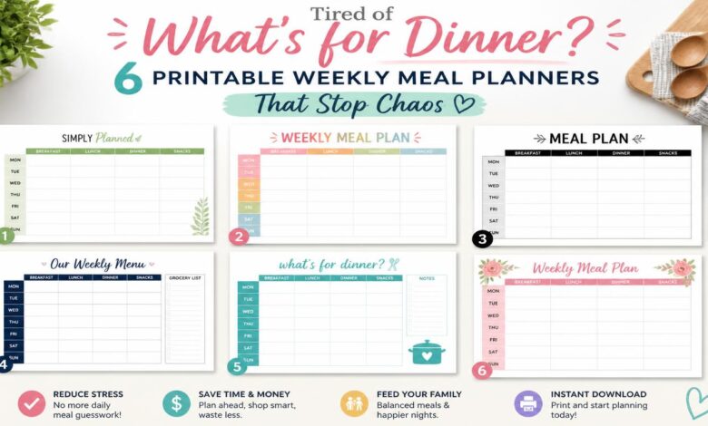 6 Printable Weekly Meal Planners That Stop Chaos