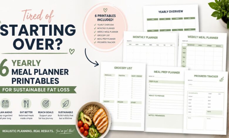 6 Yearly Meal Planner Printables for Sustainable Fat Losss