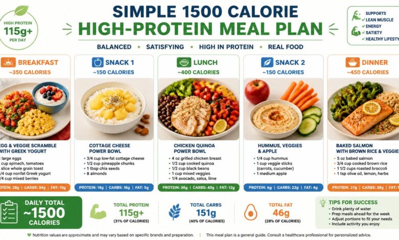 Simple 1500 Calorie Meal Plan High Protein