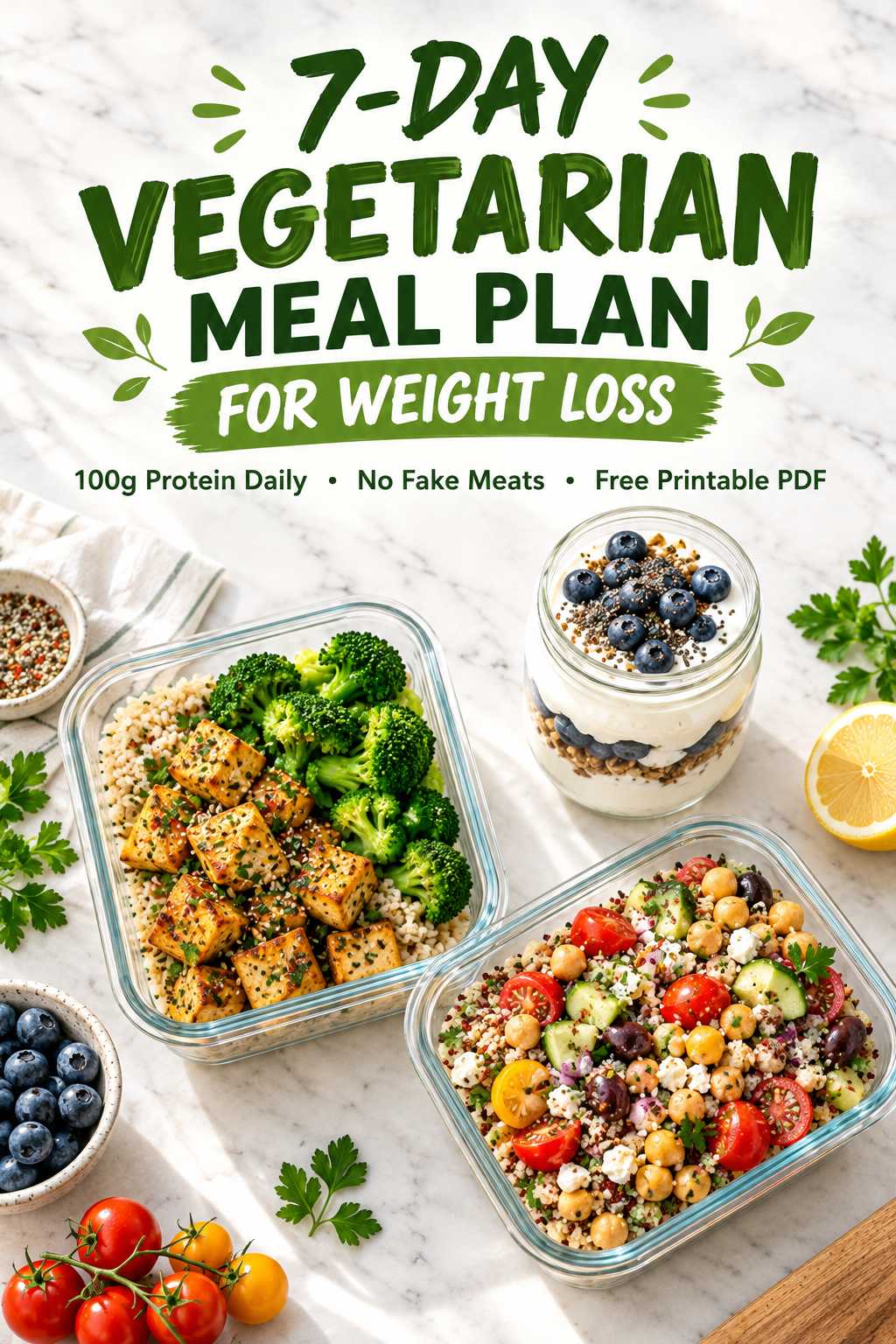 7-Day High Protein Meal Plan for Weight Loss Printable Menu